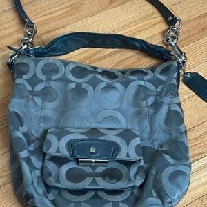 Coach Kristin Op Art Sateen Hobo Black/grey